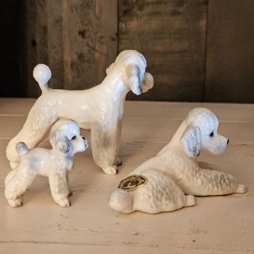Josef Originals Standard Poodle Family 3 Dogs Vintage Japan Porcelain Figurines - Picture 2 of 9